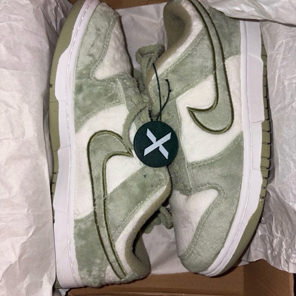 Nike Olive and White Plush Sneakers